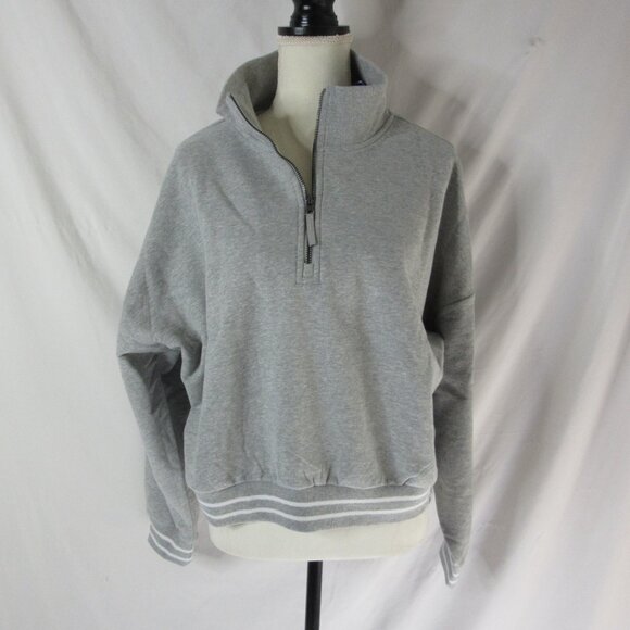 Joy Lab Heather Gray Sweatshirt 3/4 Zip Cropped French Terry Size XXL NWT - Picture 1 of 11
